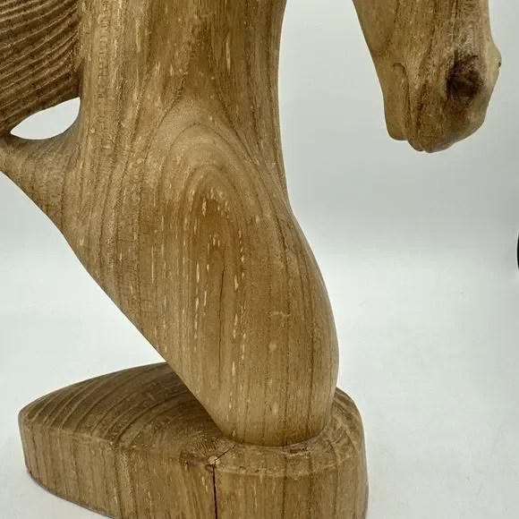 Hand Carved Wood Horse Head Statue Figure 12” Wooden Vintage - Picture 4 of 16